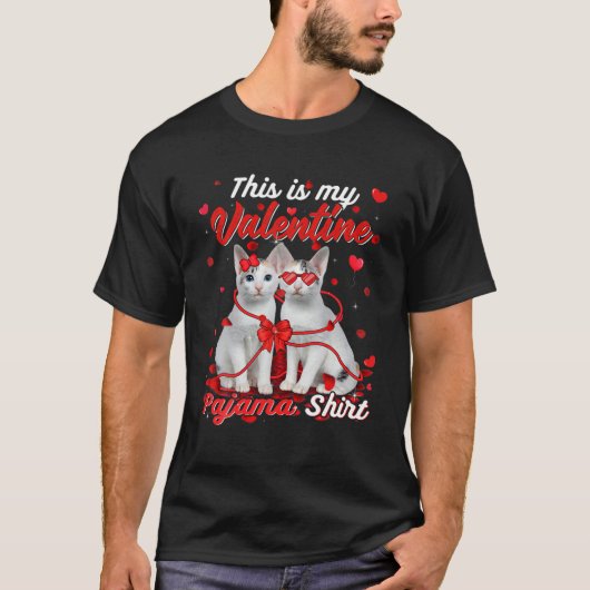 Dit is mijn Valentijn Pajama Japanse Bobtail Cat T-shirt (Voorkant)