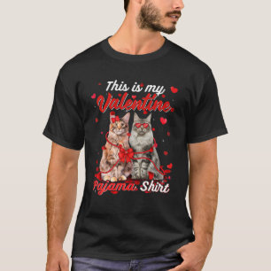 Dit is mijn Valentijn Pajama Maine Coon Cat T-shirt
