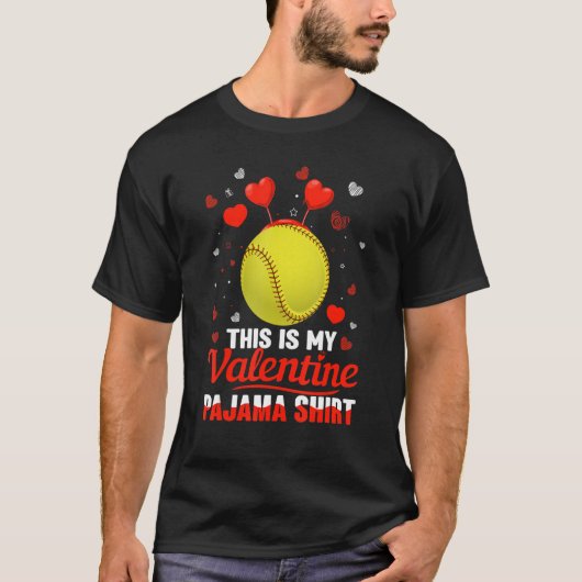 Dit is mijn Valentijn pyjama hoofdband Softball PL T-shirt (Voorkant)
