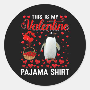 Dit Is Mijn Valentijn T-shirt Pinguïn Rode Hart An Ronde Sticker