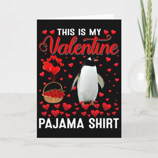 Dit Is Mijn Valentijnsshirt Pinguïn Rode Hart Anim Kaart (Voorkant)