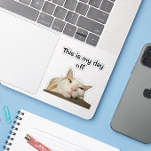 Dit is Mijn Vrije Dag Grappige Lieve Kat Sticker (Laptop met iPhone)