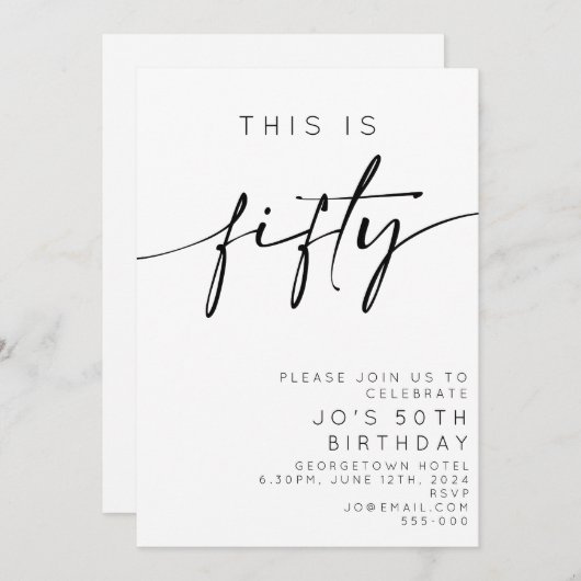 Dit is minimaal 50ste verjaardag kaart (Voorkant / Achterkant)