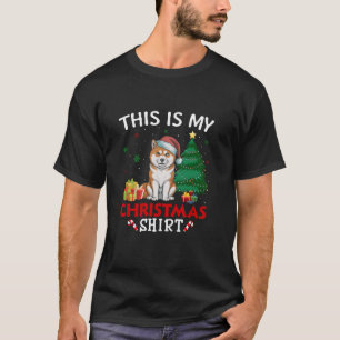 Dit is My Akita Inu Dog Santa Hat Christmas Pajam T-shirt