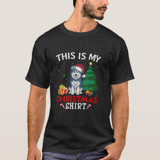 Dit is My Alaskan Malamute Dog Santa Hat Kerstmis T-shirt