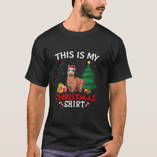 Dit is My Alpaca Santa Hat Christmas Pajama T Shi T-shirt (Voorkant)