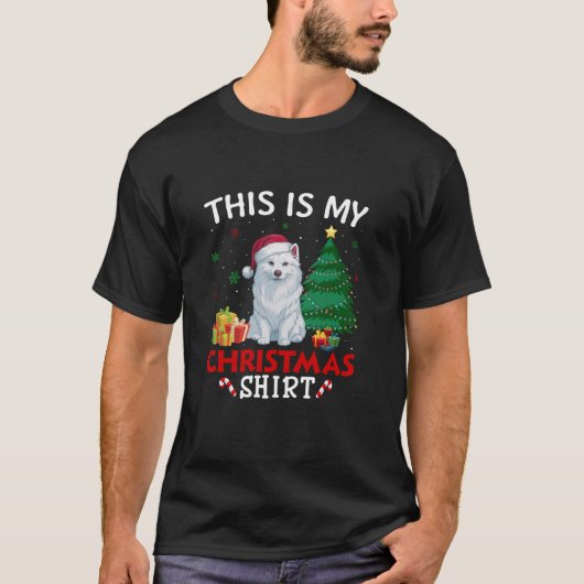 Dit is My American Eskimo Dog Santa Hat Christmas T-shirt (Voorkant)