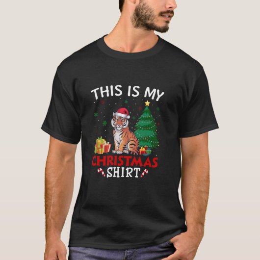 Dit is My Bengal Tiger Santa Hat Christmas Panama T-shirt (Voorkant)