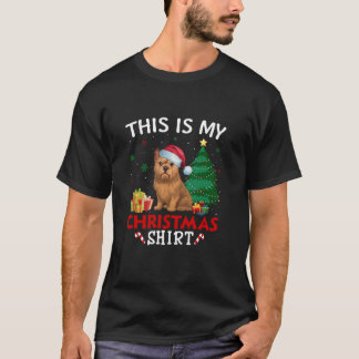 Dit is My Brussels Griffon Dog Santa Hat Kerstmis T-shirt