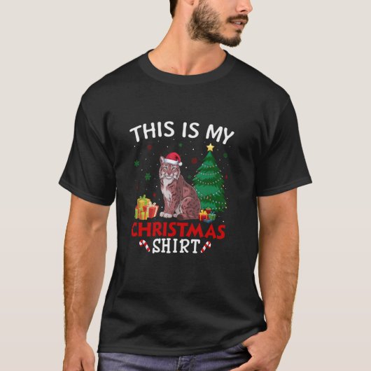 Dit is My Lynxes Santa Hat Christmas Pajama T Shi T-shirt (Voorkant)