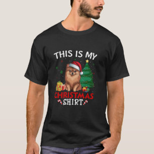 Dit is My Pomeranian Dog Santa Hat Christmas Paja T-shirt