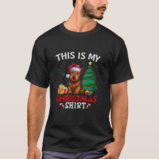 Dit is My Scottish Terrier Dog Santa Hat Kerstmis T-shirt (Voorkant)