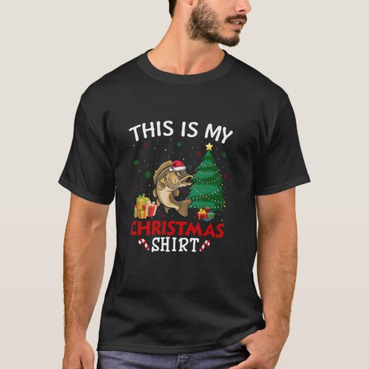 Dit is My Walleye Fish Santa Hat Christmas Panama T-shirt (Voorkant)
