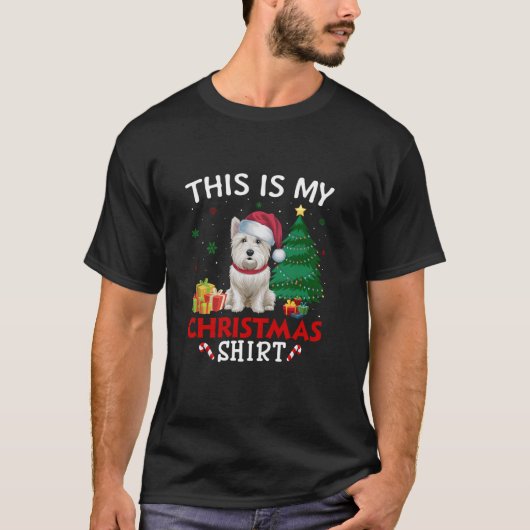 Dit is My Westie Dog Santa Hat Christmas Panama T T-shirt (Voorkant)