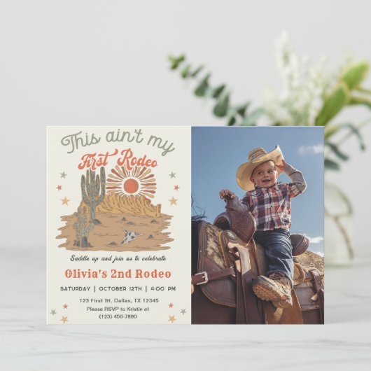 Dit is niet mijn eerste Rodeo 2de verjaardagsfoto Kaart (Staand voorkant)