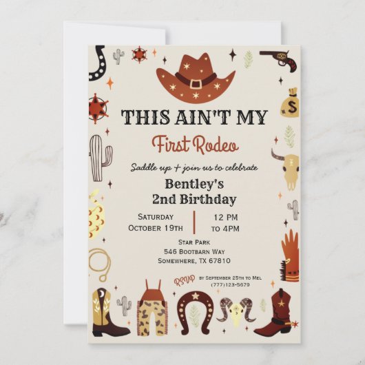 Dit is niet mijn eerste Rodeo Boy uitnodiging (Voorkant)