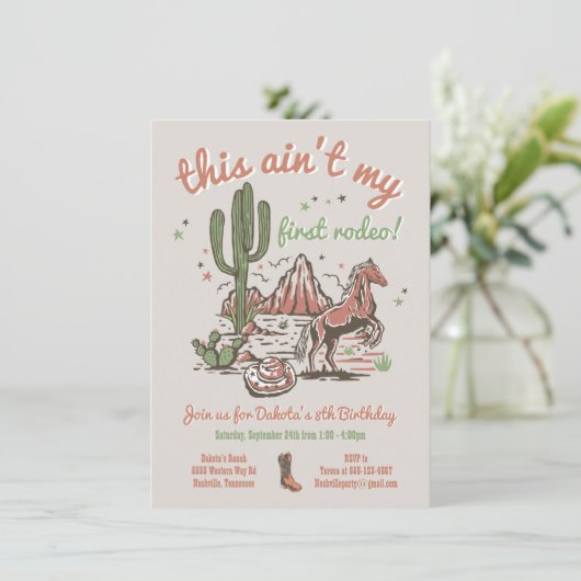 Dit is niet mijn eerste Rodeo Cowb Birthday Kaart (Staand voorkant)