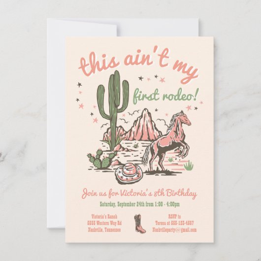 Dit is niet mijn eerste Rodeo Cowgirl Birthday Kaart (Voorkant)