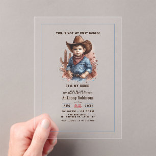 “Dit Is Niet Mijn Eerste Rodeo” Landelijke Westers Acryl Uitnodigingen