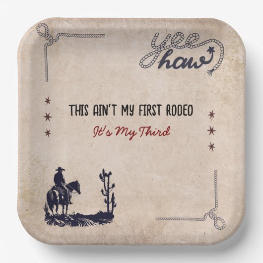 Dit is niet mijn eerste Rodeo Paper Bord (Voorkant)