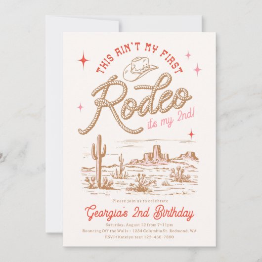 Dit is niet mijn eerste rodeo-uitnodiging kaart (Voorkant)