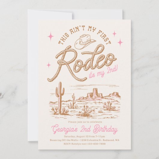 Dit is niet mijn eerste rodeo-uitnodiging kaart (Voorkant)