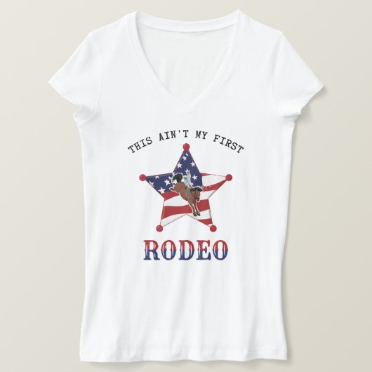 Dit is niet mijn eerste RODEO/zwarte brief T-Shirt (Design voorkant)