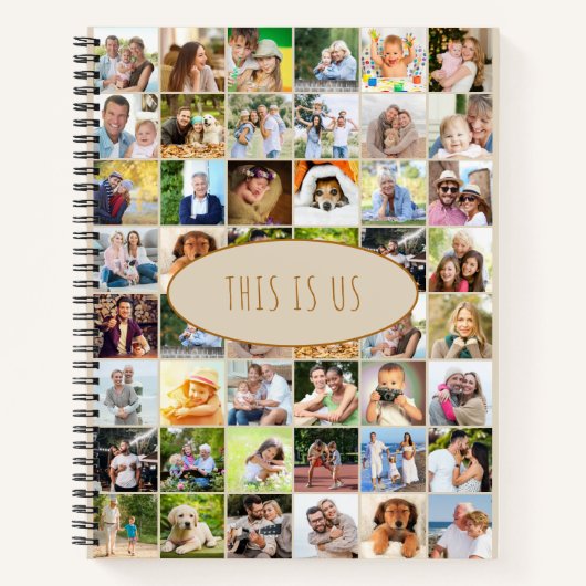 Dit is ons fotocollage van 40 Afbeeldingen crème Notitieboek (Voorkant)