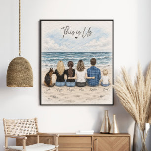 Dit Is Ons Gepersonaliseerde Strand Gezinsportret Poster