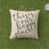 Dit is onze gelukkige plek|Cotton Fabric Textured Buitenkussen (Gras)