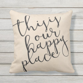 Dit is onze gelukkige plek|Cotton Fabric Textured Buitenkussen