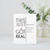 Dit is pas echt geworden | Grappig om de datum op  Aankondigingskaart (Staand voorkant)
