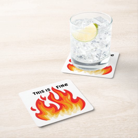 "Dit is prima" (zwart + vuur en vlammen) Kartonnen Onderzetters (Insitu)