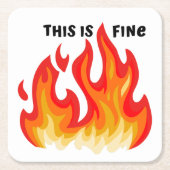 "Dit is prima" (zwart + vuur en vlammen) Kartonnen Onderzetters (Voorkant)