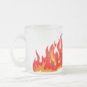 "Dit is prima" (zwart + vuur en vlammen) Matglas Koffiemok