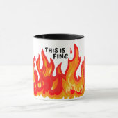 "Dit is prima" (zwart + vuur en vlammen) Mok (Midden)