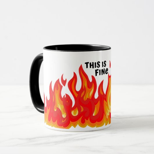 "Dit is prima" (zwart + vuur en vlammen) Mok (Voorkant links)