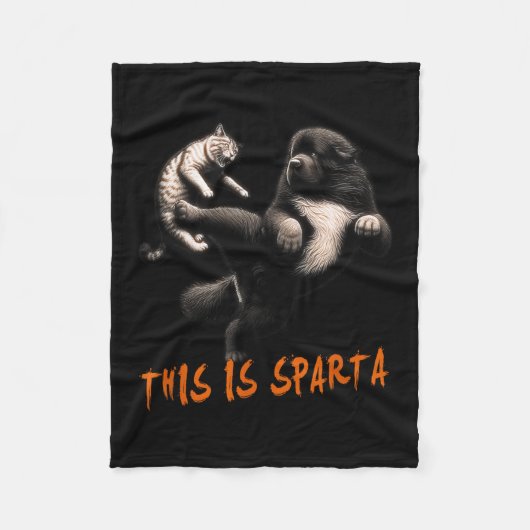 Dit is Sparta - Hond vs Kat Fleece Deken (Voorkant)
