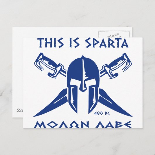 Dit is Sparta - Molon Lave - Blue Briefkaart (Voorkant / Achterkant)