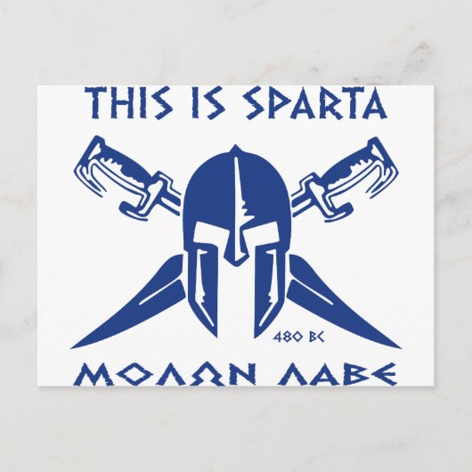 Dit is Sparta - Molon Lave - Blue Briefkaart (Voorkant)
