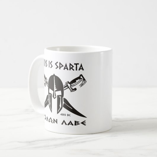 Dit is Sparta - Molon lave (zwart) Koffiemok (Voorkant links)