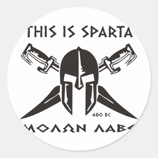 Dit is Sparta - Molon Lave - Zwart Ronde Sticker (Voorkant)