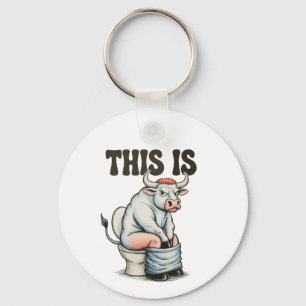 Dit is stier die op een toilet zit Funny Western Sleutelhanger