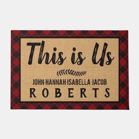 Dit is US Black Red Buffalo Check Pset Custom Lg Deurmat (Voorkant)