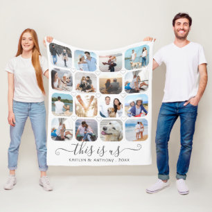 DIT IS US Handgeschreven Script Harten 16 Foto Fleece Deken