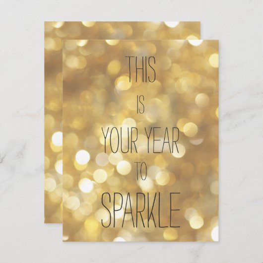 Dit is uw jaar om te sprankelen - Gold Glam Verjaa Feestdagenkaart (Voorkant / Achterkant)