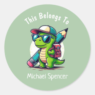 Dit is van de Schattigee jongensdinosaurus Green Ronde Sticker