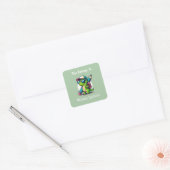 Dit is van de Schattigee jongensdinosaurus Green Vierkante Sticker (Envelop)