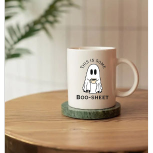 Dit is wat boo-blad geest boo met koffie koffiemok