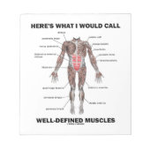 Dit is wat ik goed gedefinieerde spieren zou noeme notitieblok (Voorkant)